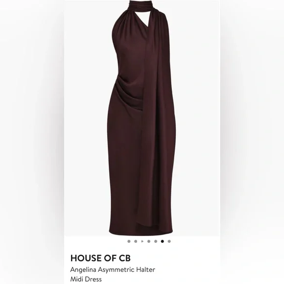 House of CB Brown Asymmetric Halter Midi Dress